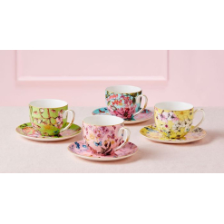 Estelle Michaelidies Enchantment Cup & Saucer 280ML Set of 4 Gift Boxed