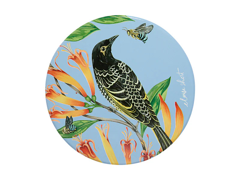 Eloise Ceramic Round Coaster Regent Honeyeater