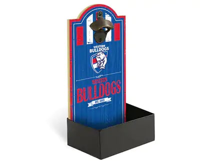 Western Bulldogs AFL Wall Bottle Opener Sign with Catcher