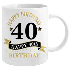 40th Birthday White & Gold Mug
