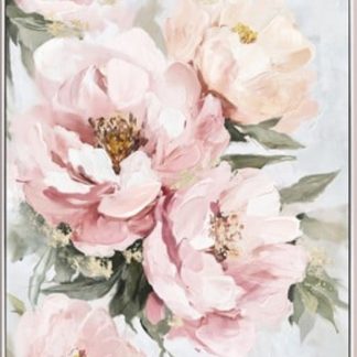 Hand Painted Pink Flower Canvas Print in Frame B