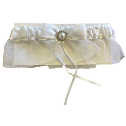 Wedding Garter White Pearl Organza
