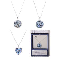 Equilibrium Heart Blue Paua Shell Necklaces