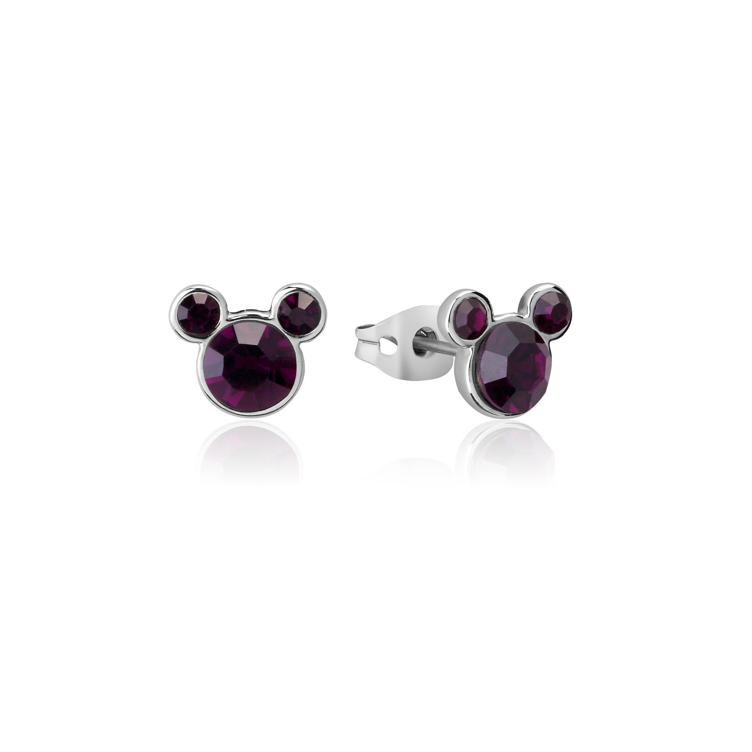 ECC Mickey February Birthstone Stud Earrings