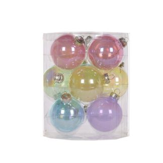 Set/12 6Cm Candy Glass Baubles