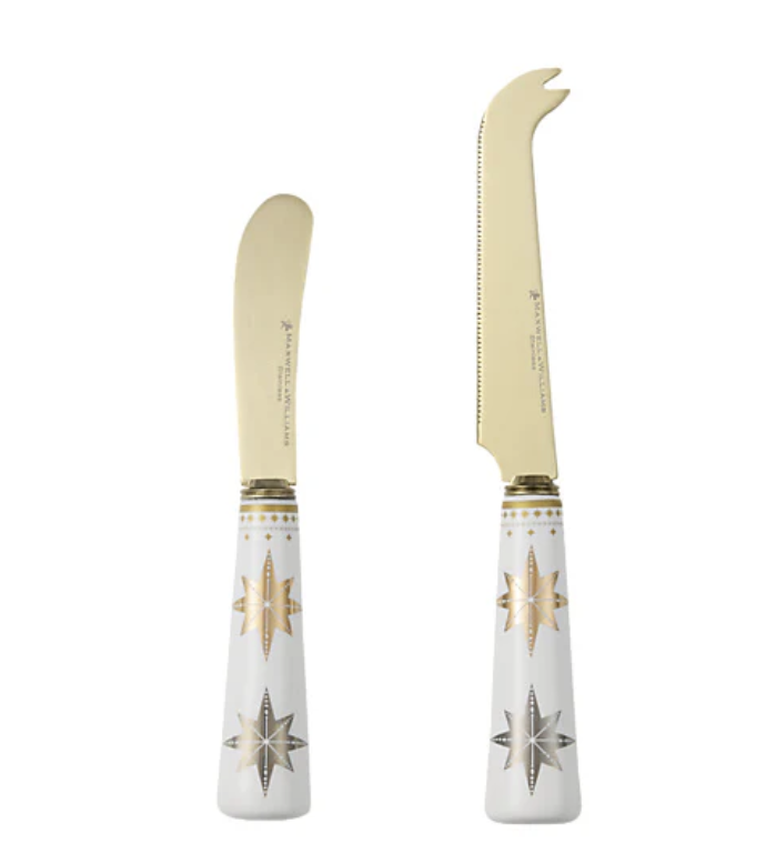 MW White Christmas Spreader & Cheese Knife Set Gift Boxed