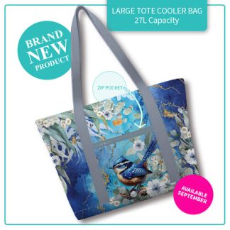 Large Tote Cooler Bag. Aluminium Insulation. 27L capacity. Cheeky Wrens.