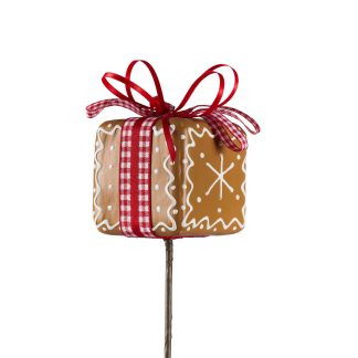 Christmas Pick- Gingerbread Gift Box with Bow