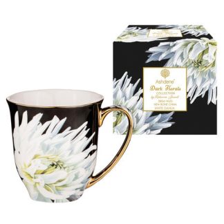 Dark Florals Mug White Dahila