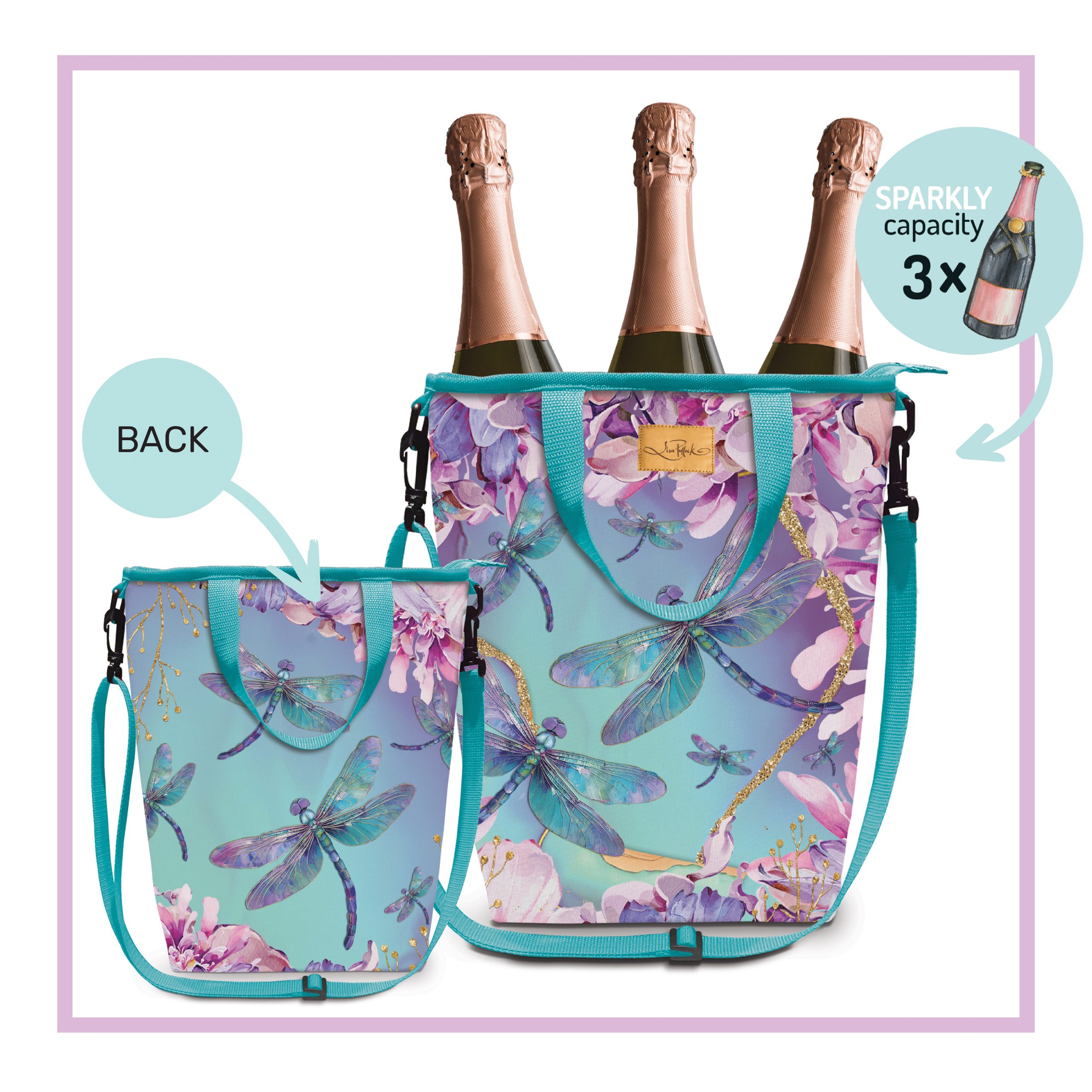 Champagne cooler bag Delightful Dragonflies