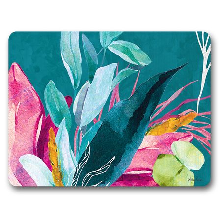 Placemat S/6 34X26.5 Colourful Bird Magenta