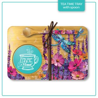 Tea time Tray with Spoon Playful Dragonflies.