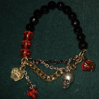 Evil Queen Poison Apple Skull Black Red Snow White Bracelet