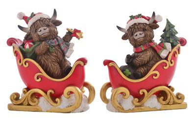 Xmas Highland Cow Sleigh