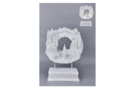 Resin Metal Village Wreath On Stand