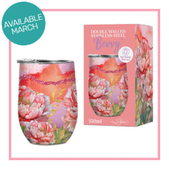 Double walled Stainless steel 'Bevvy Coral Peony