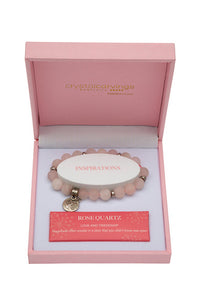 Pink Box Rose Quartz Bracelet Tree of Life Charm 10mm Bead