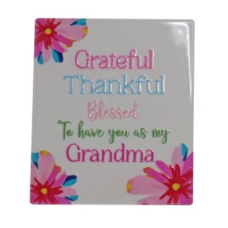 Grandma bright blooms ceramic plaque