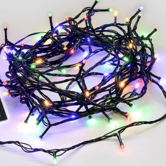 Solar 420 LED Fairy Light Chain Dark Green Cable - Multicolour LL001SL