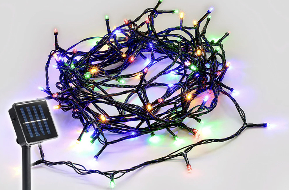 Solar 420 LED Fairy Light Chain Dark Green Cable - Multicolour LL001SL