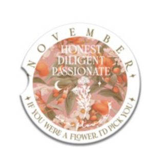 Ceramic Car Coaster November Wax Flower