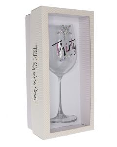 30th Pink Holo Star Wine Glass