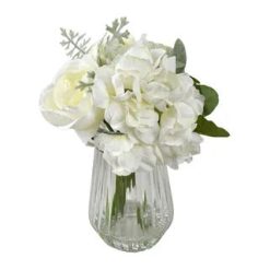 23 cm White Flower in Vase set in Resin