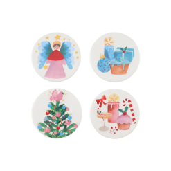 Christmasville Ceramic Coaster Set of 4 Gift Boxed