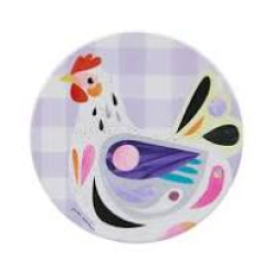 Pete Cromer Barn Friends Ceramic Round Coaster 10cm Purple Chook