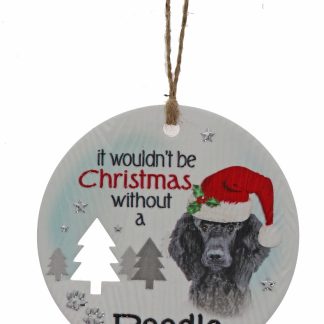 Poodle Black Xmas Plaque