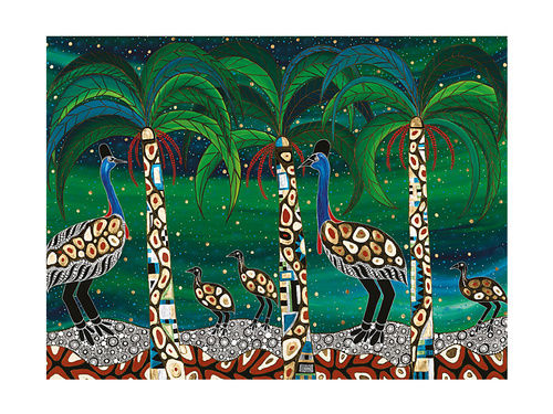 Melanie Hava Jugaig-Bana-Wabu Tea Towel 50x70cm Cassowaries Home
