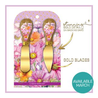 Set of 2 Cheese Knives Wistful Wildflowers