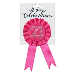 21st Rosette Pink Diamante