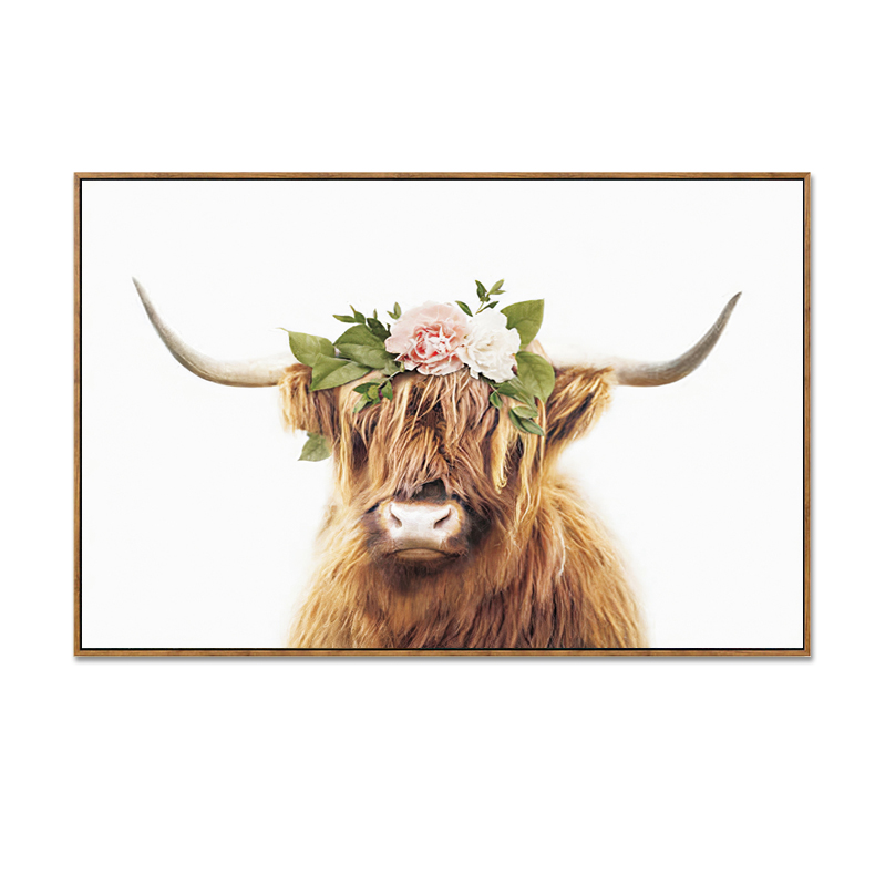 Highland Bull Flower Canvas