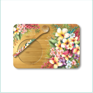 Bamboo Tea time Tray with Spoon Paradise Bloom