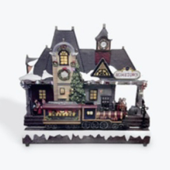 Christmas LED Village w Moving Train & Music