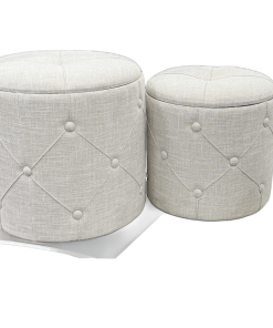 Cream Ottomon Storage Stools Set of 2