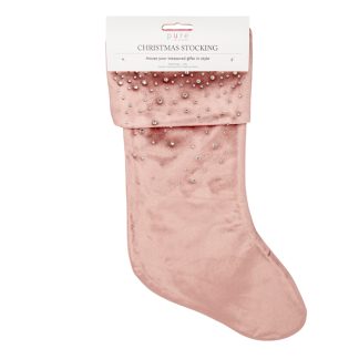 Velvet Diamonte Stocking Dark Pink