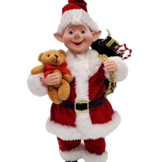30cm Standing Elf Red/White