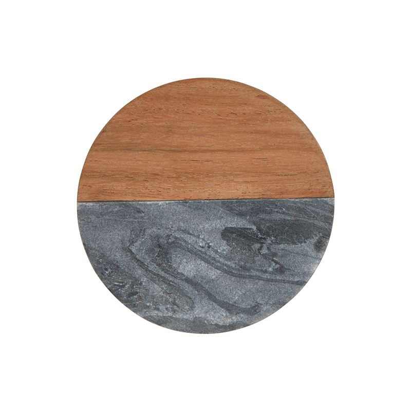 Coaster Collective Round Marble & Acacia Coaster 10cm Charcoal