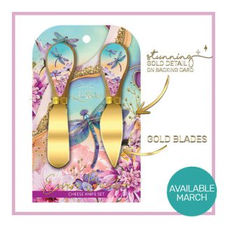 Set of 2 Cheese Knives Delightful Dragonflies