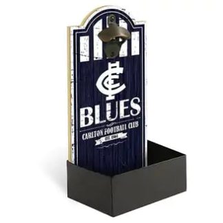 Carlton Blues AFL Wall Bottle Opener Sign with Catcher