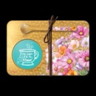 Bamboo Tea time Tray with Spoon Wistful Wildflowers