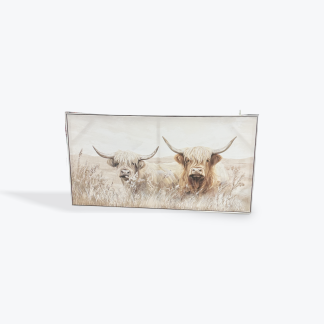 Hand Painted Highland Cow Canvas Print in Frame