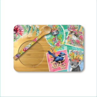 Bamboo Tea time Tray with Spoon Pretty Postage
