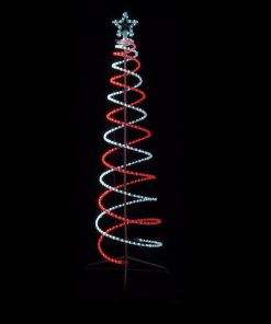 2.1M LED Double Spiral Tree Multi Colour Red and White
