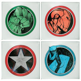 Marvel Comics Glass Coasters Iron Man Thor Captain America Hulk