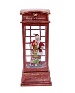 Santa And Elves Phonebooth Snow Globe