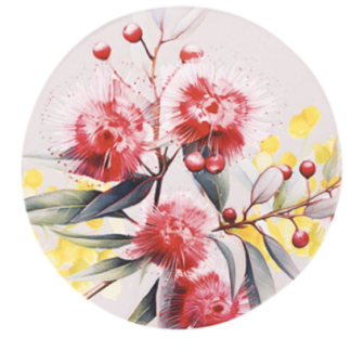 Native Blooms Red Wattle Ceramic Coaster