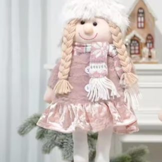 Christmas plush retractable girl 65cm pink